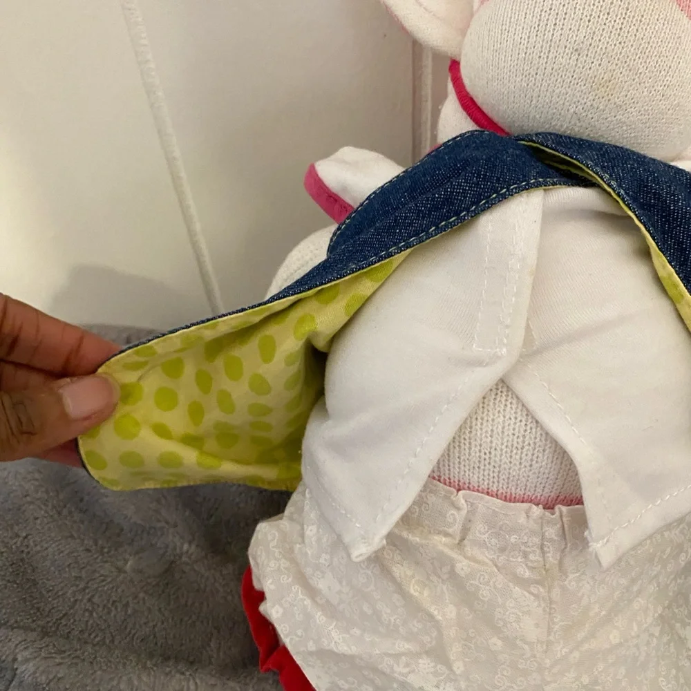 Feminine Stuffed Sock Monkey with Denim Dress!!! - Picture 6 of 7